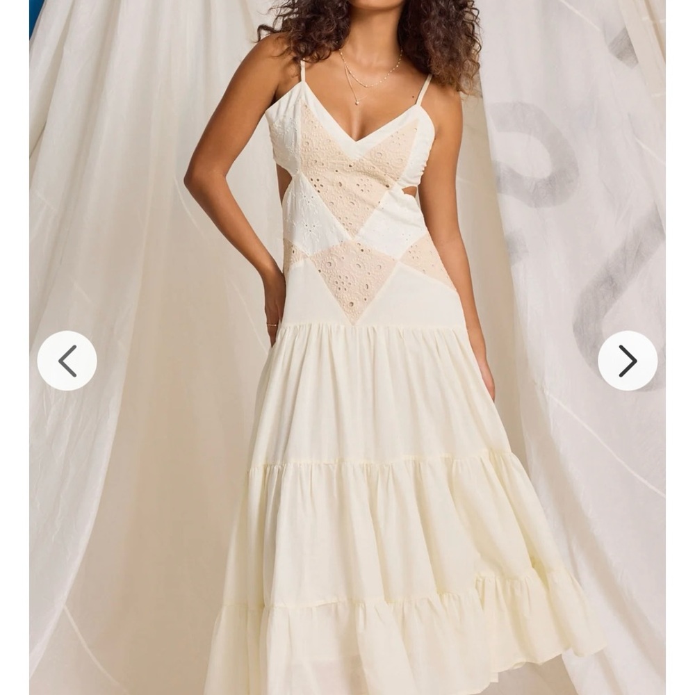 Altar'd State Cream Halston Crochet Maxi Dress